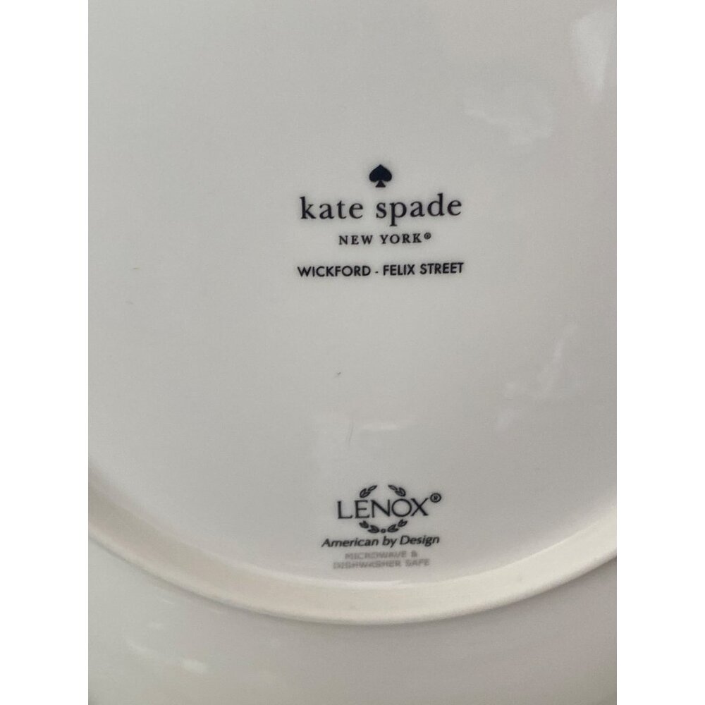 Kate Spade Lenox Wickford Felix Street Green Stripe Dinner Plates Set of 2 - Picture 7 of 8